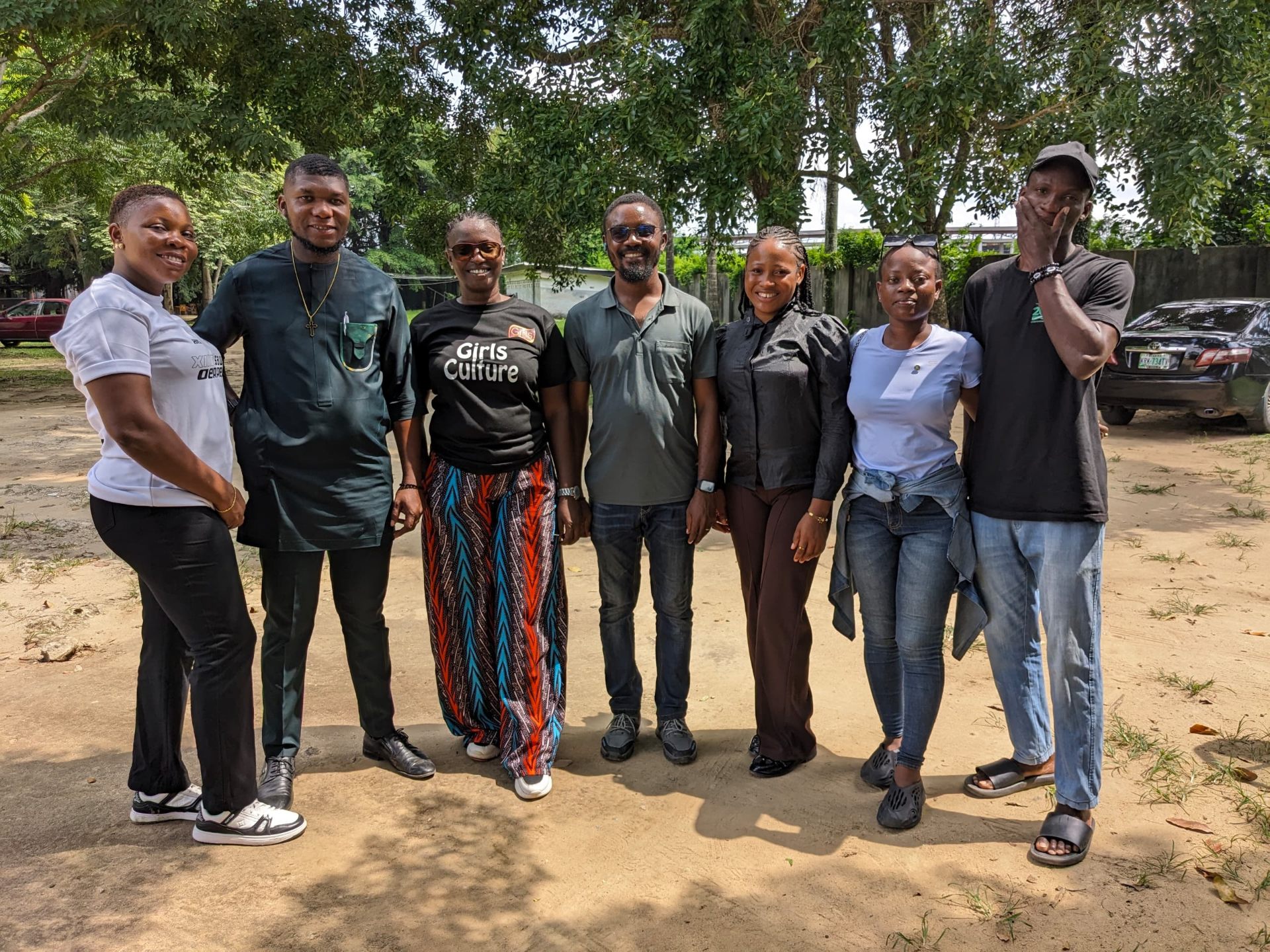 Comrade Ini-obong Uko with the evidence-gathering team and volunteers