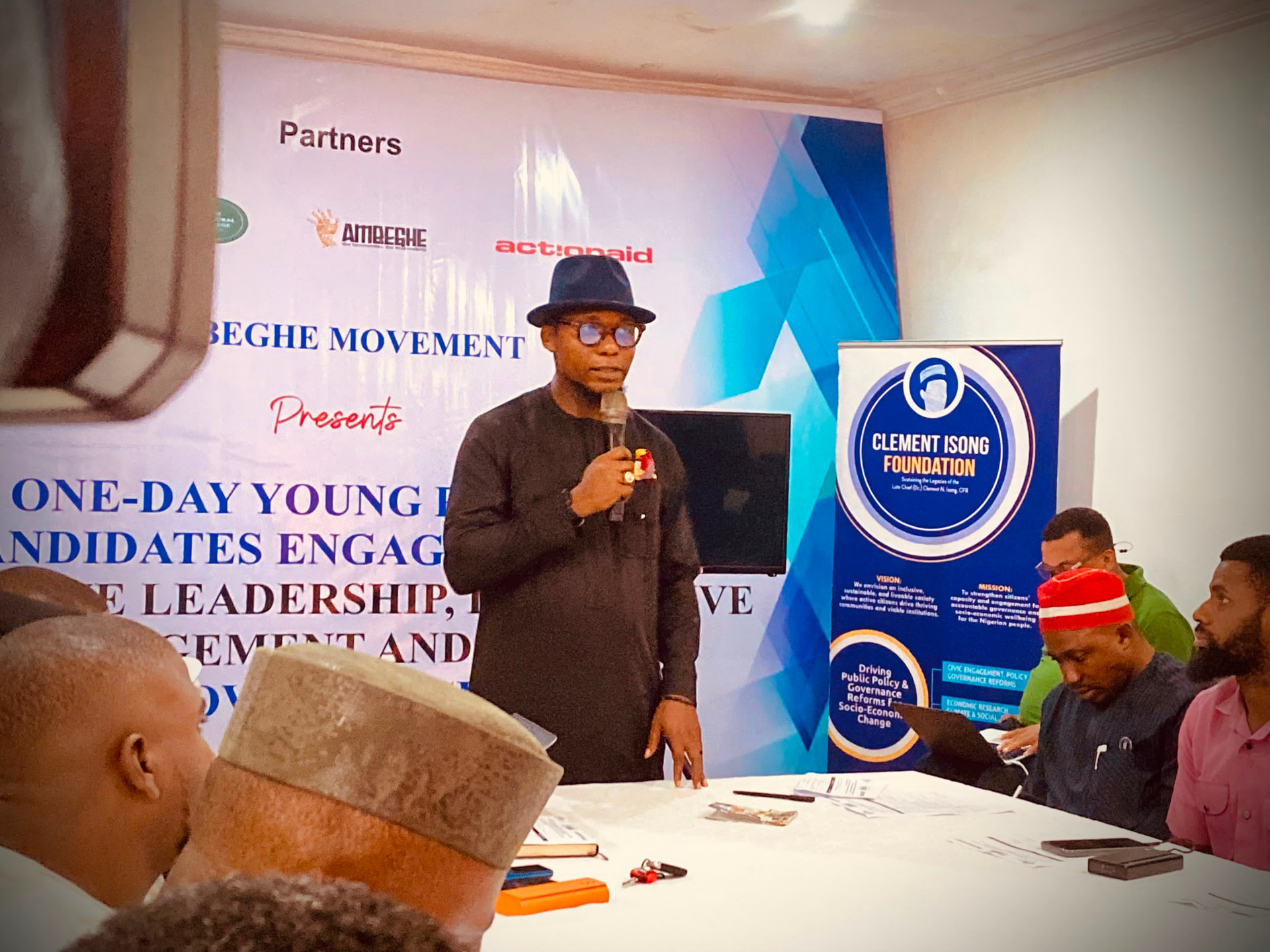 Comrade Ini-obong Uko addressing young candidates at the Ambeghe Movement training in Uyo